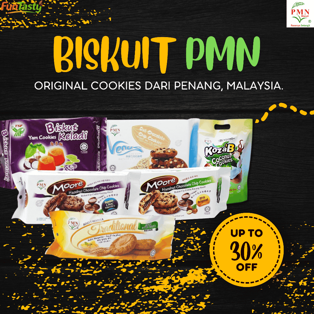 Biskuit Import Malaysia Semua Rasa 7 Varian PMN - Coklat - Mentega - Kelapa - Gandum - Keladi