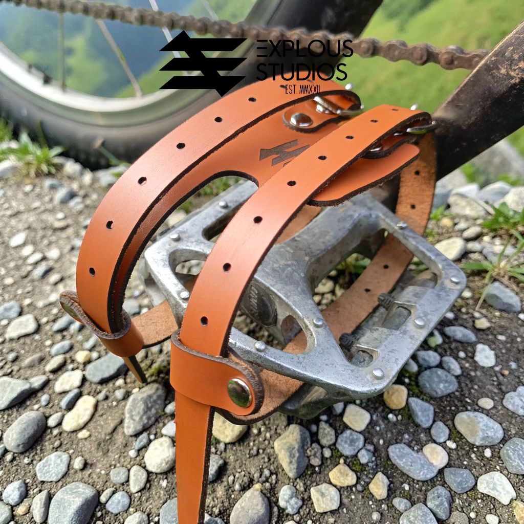 Strap Pedal Sepeda strap toeclip double gate Kulit Asli Double Strap Premium Fixie Roadbike Vintage