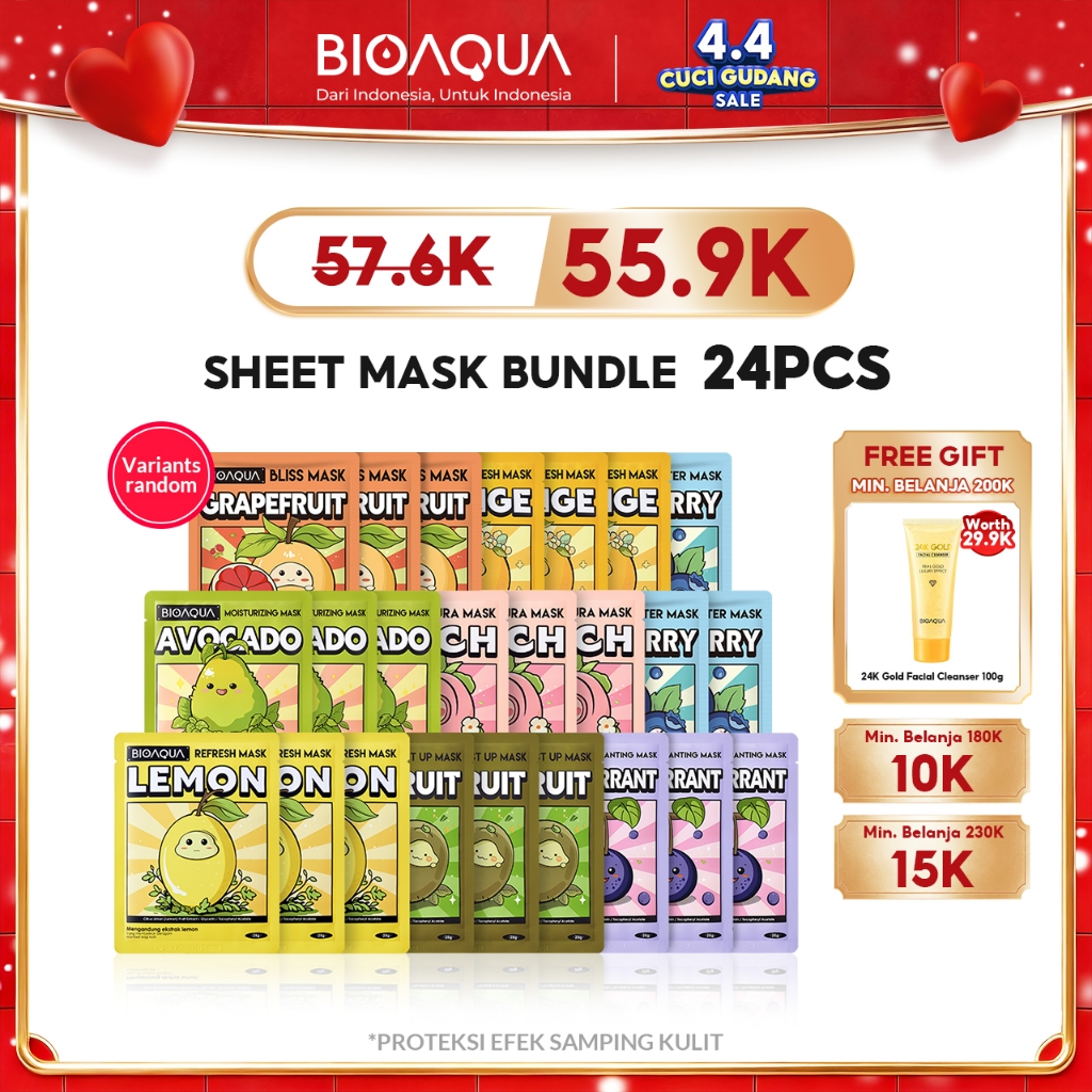 BIOAQUA Sheet Mask Paket Brightening Moisturizing Skin Care Hydrating Essence Face Mask Anti aging M