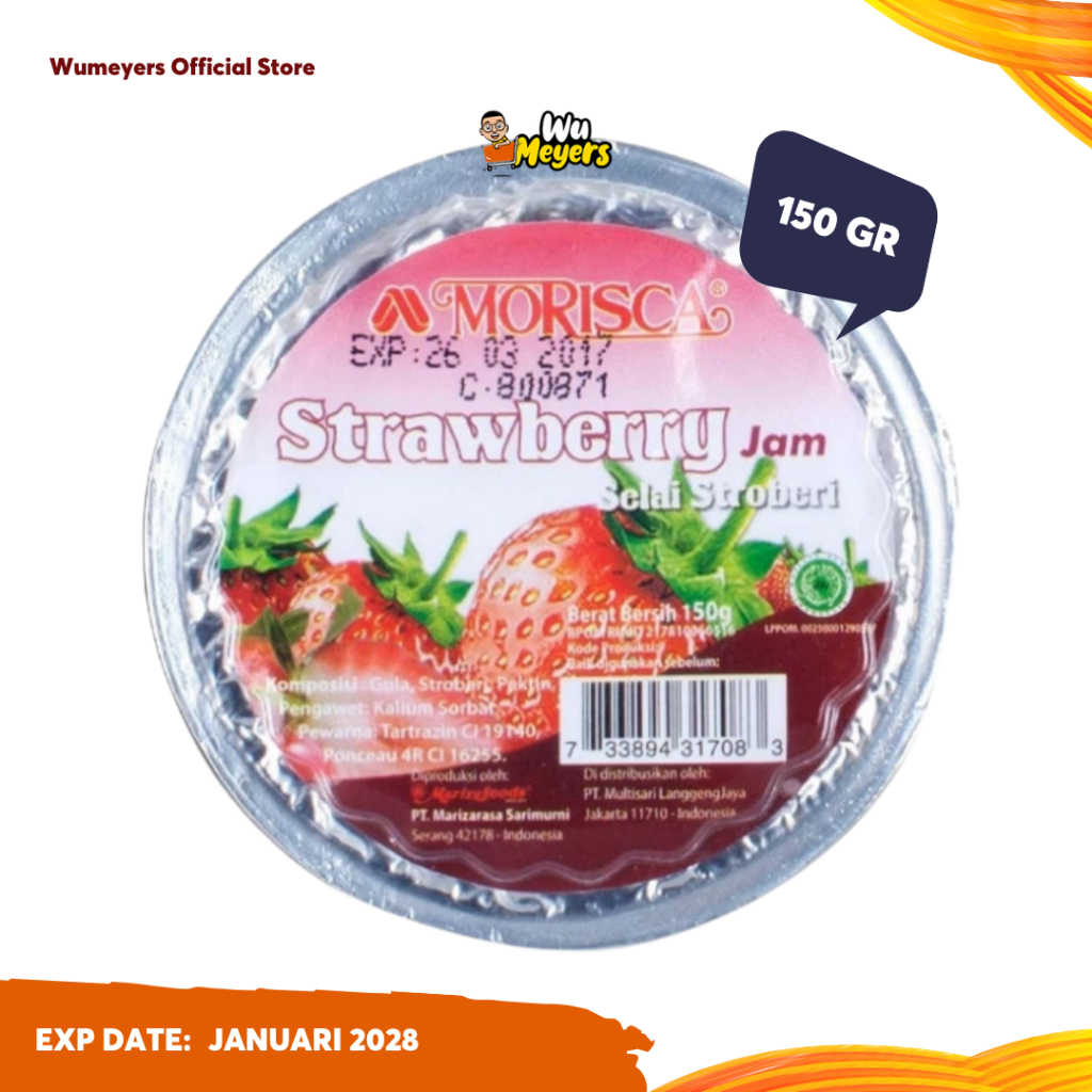 Morisca Strawberry Jam - Selai Rasa Buah Strawberry Cup 150gr