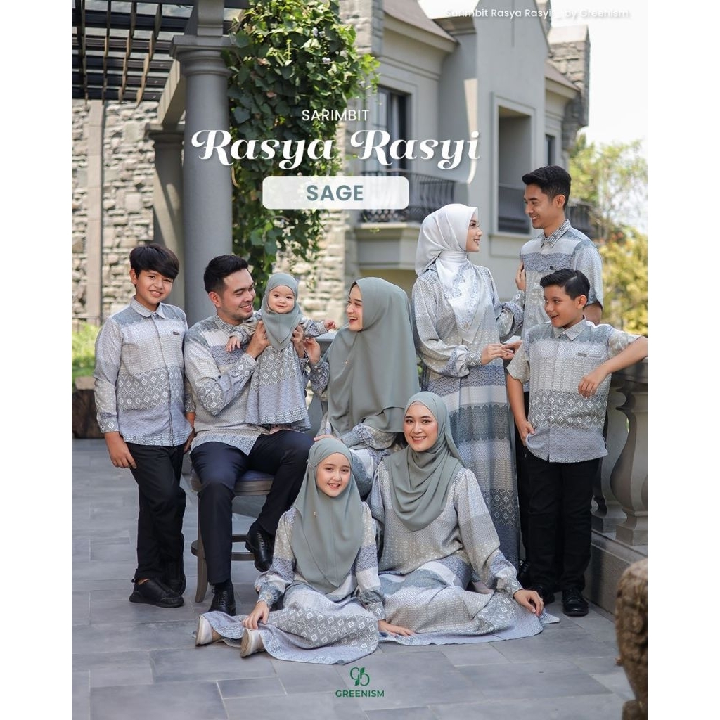 GREENISM - SAGE - SARIMBIT RASYA RASYI BY GREENISM - FAMILY SET COUPLE MUSLIM - SARIMBIT GREENISM TE