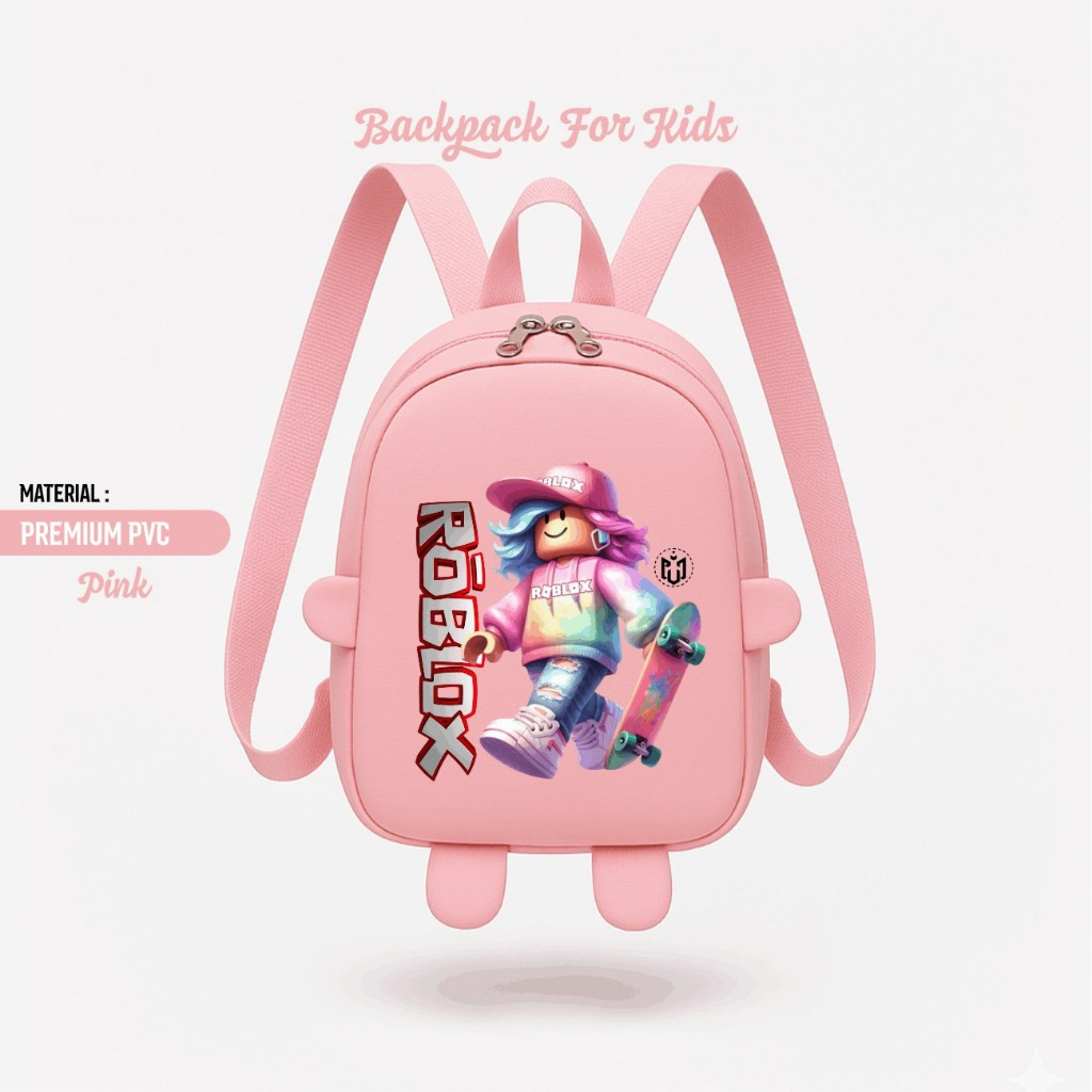 Tas Anak Roblox Custom Nama – Ransel Sekolah Premium PVC Karakter Roblox Cowok & Cewek