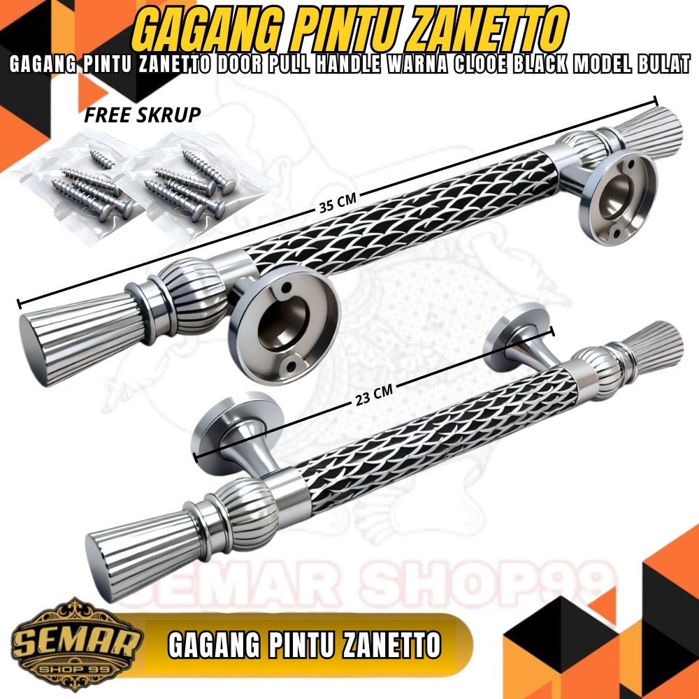 gagang pintu tarung kupu 1 pasang handle pintu dua model minimalis sisik naga warna hitam size  35cm