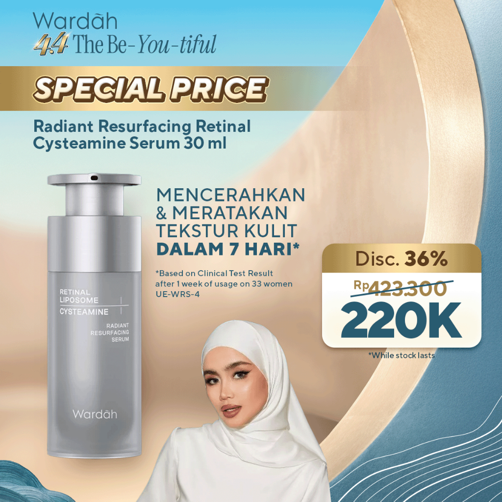 WARDAH Radiant Resurfacing Retinal Cysteamine Serum 30 ml - serum mencerahkan wajah, serum brighteni