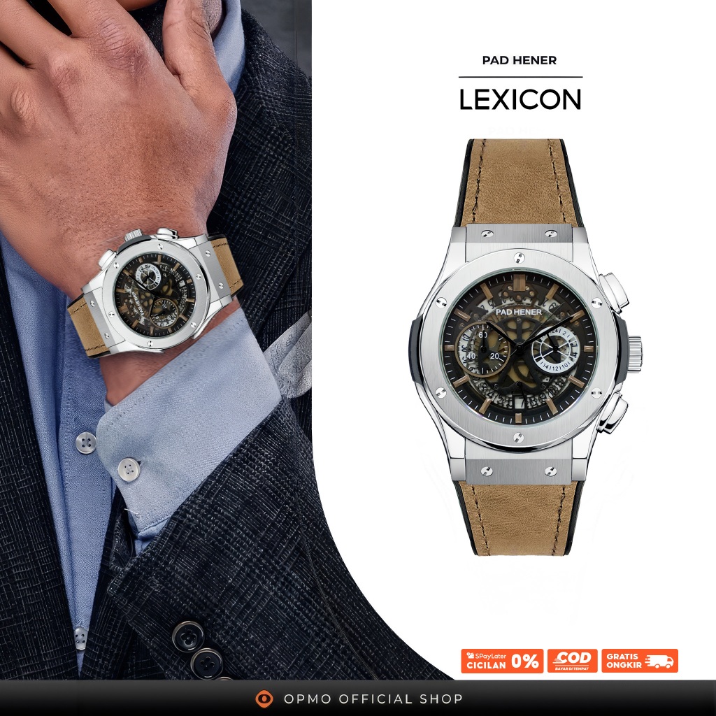 PAD HENER Lexicon Leather Strap Jam Tangan Pria 42mm + Box Exclusive