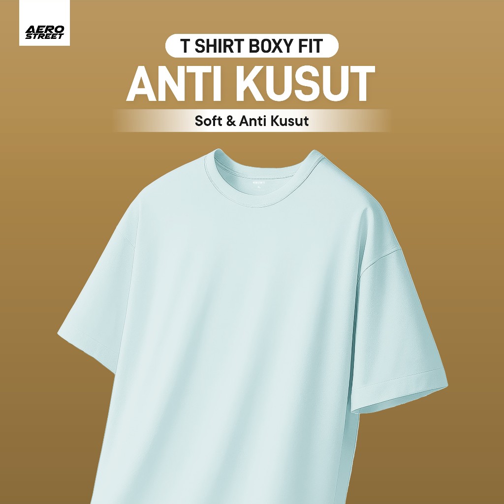 Aerostreet Carver Kaos Unisex Boxy Baby Blue T-shirt Pria Wanita Casual Basic Minimalis Tidak Mudah 