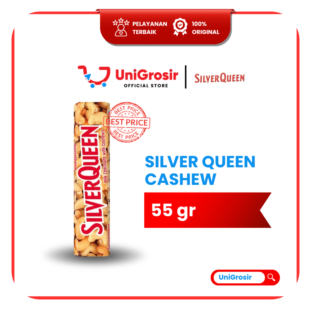 [UniGrosir] SILVER QUEEN SILVERQUEEN MILK CHOCOLATE CASHEW 55 GR COKLAT BAR