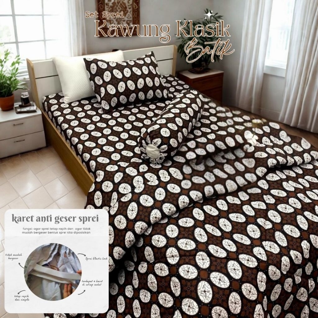 Sprei Motif Batik Kalcer Berkualitas Bahan Adem Halus Murah