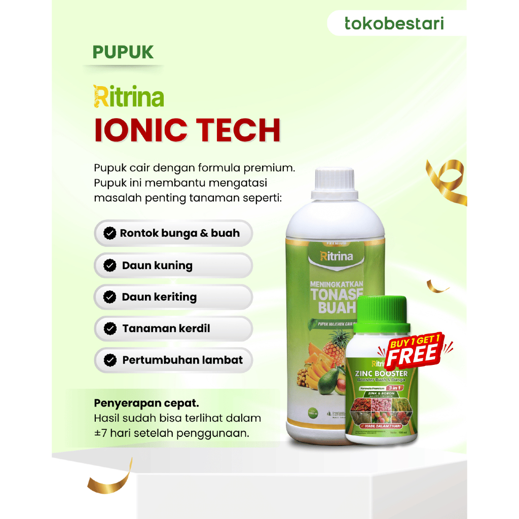 [Free Zincbooster 100ml] Ritrina 1 Liter  - Pupuk Cair Pencegah Kuning Keriting Daun Cabe, Tomat, Te
