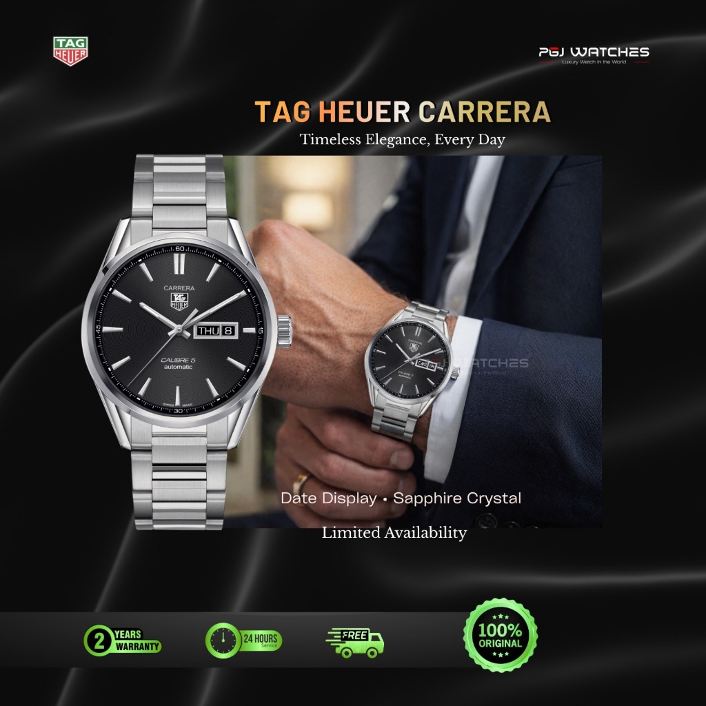 TAG HEUER  Carrera Automatic 41mm Black Dial Steel - WAR201A.BA0723