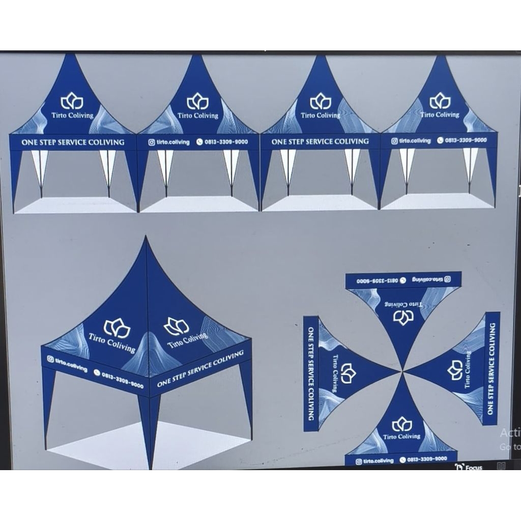 Atap Tenda kerucut 3x3 printing bahan flexy korea 410