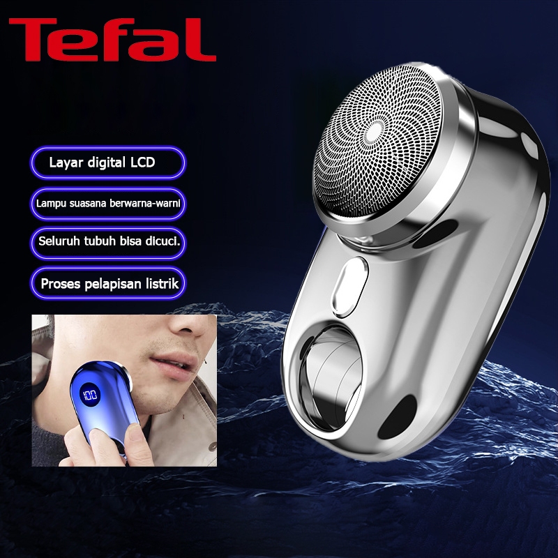 Tefal Alat Pencukur Cukur Bulu Jenggot Dan Kumis Elektrik Bulat Electric Mini Shaver Portable Rechar