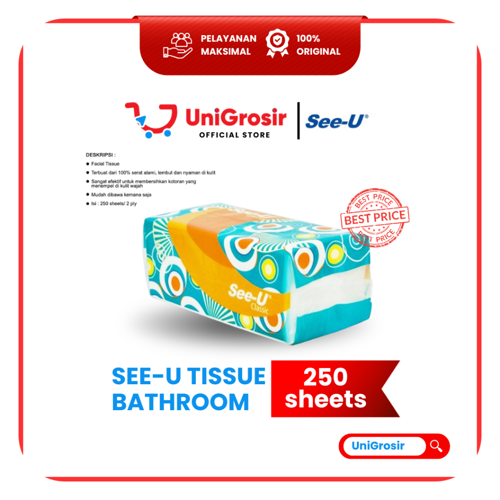 [UniGrosir] SEE-U FACIAL TISSUE SEE U CLASSIC TISU WAJAH 250 SHEETS 2 PLY