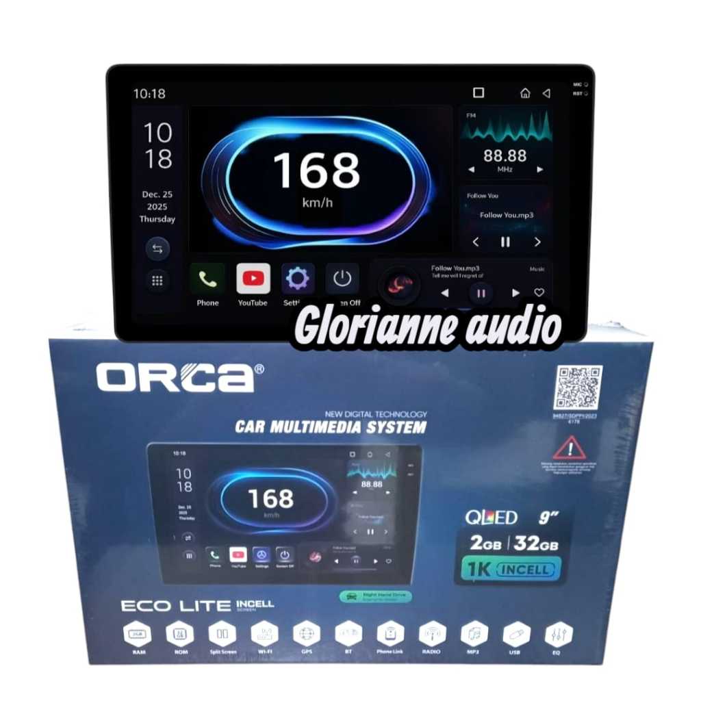 Head unit android Orca RAM 2/32gb 9 inch Qled display
