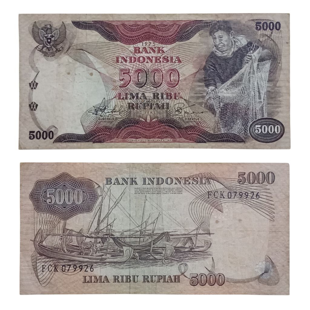 Uang Kuno 5000 Rupiah Tahun 1975 Penjala
