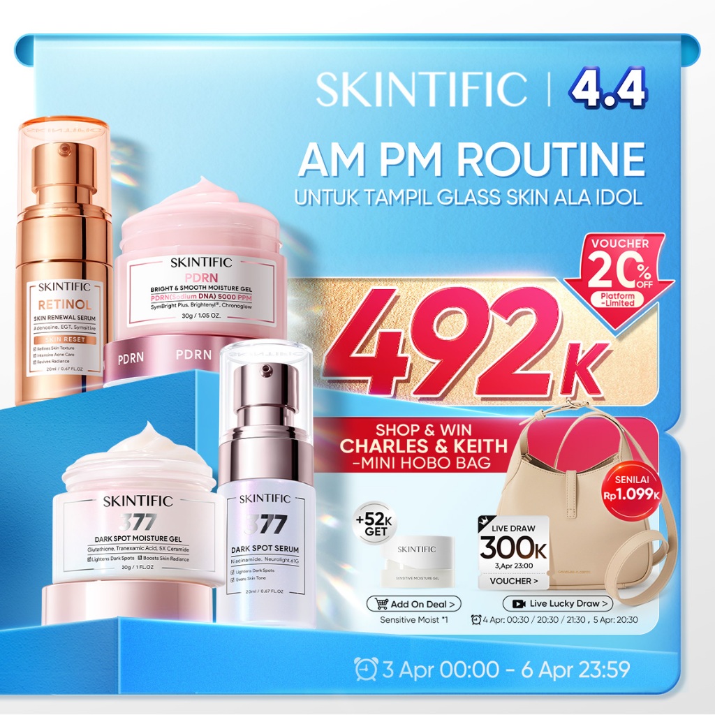 [4PCS]SKINTIFIC Day & Night Skincare Set – Paket Perawatan Wajah – Semua Jenis Kulit –Glass Skin/ Br