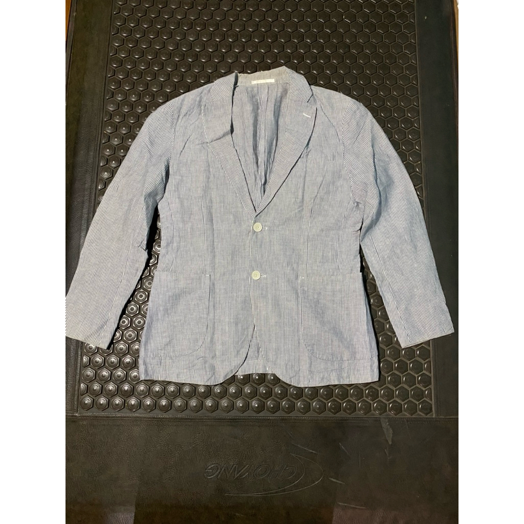 BLAZER JAS CASUAL UNIQLO SALUR BIRU PUTIH MEWAH BRANDED