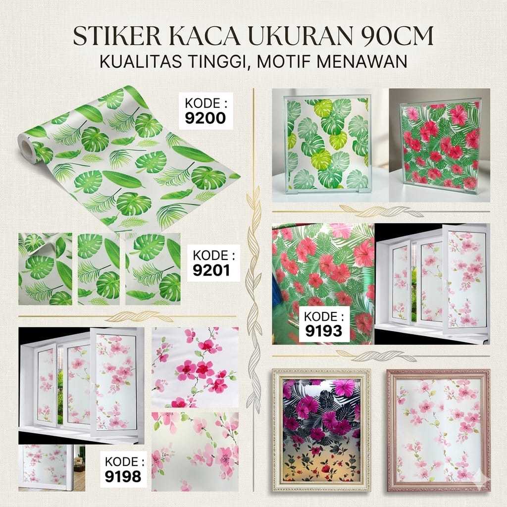STIKER KACA LEBAR 90CM WALPAPER FILM DEKORASI PINTU RUMAH JENDELA KAMAR MANDI SANBLAST SANBLAS SUNBL