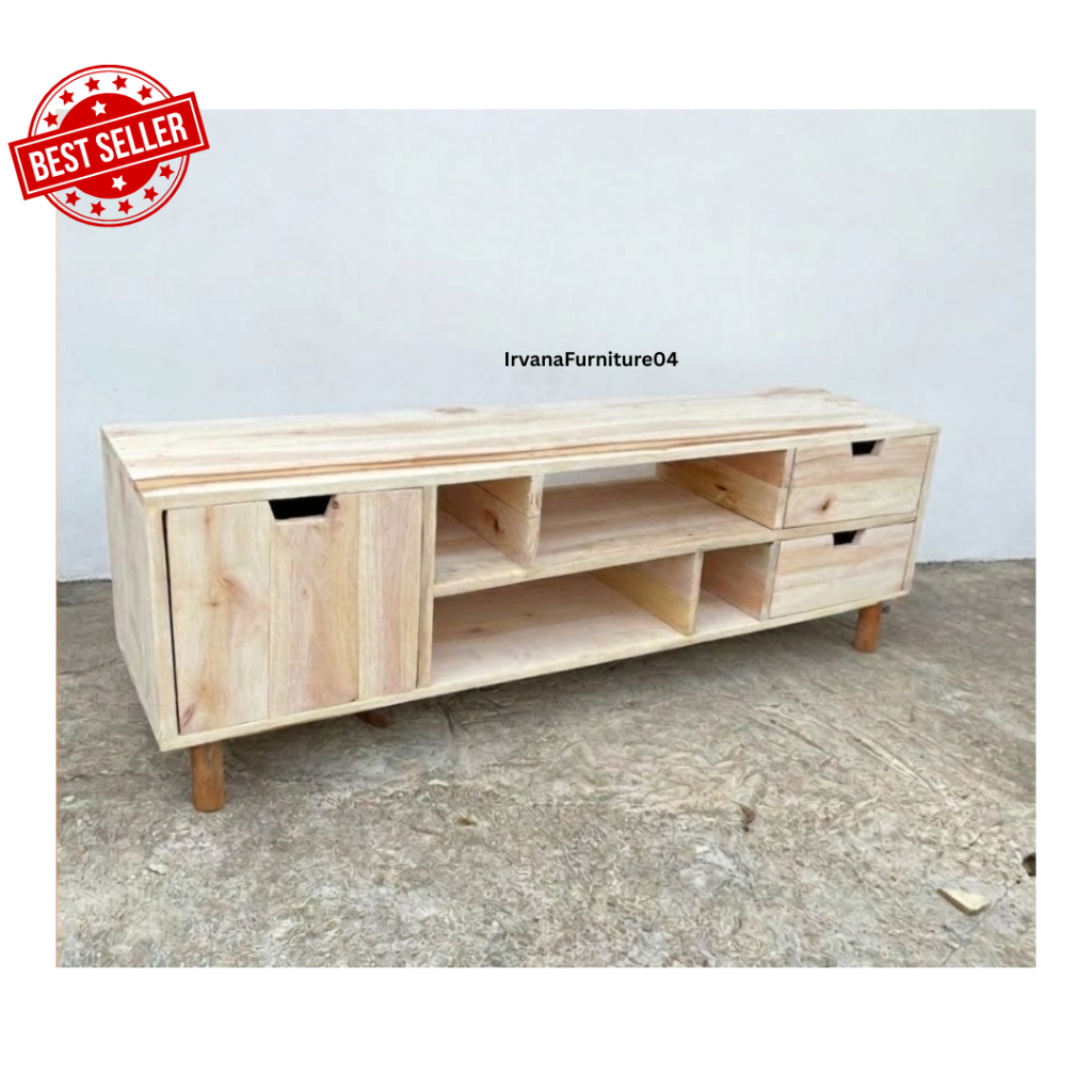 Ready stock meja tv minimalis kayu mahoni