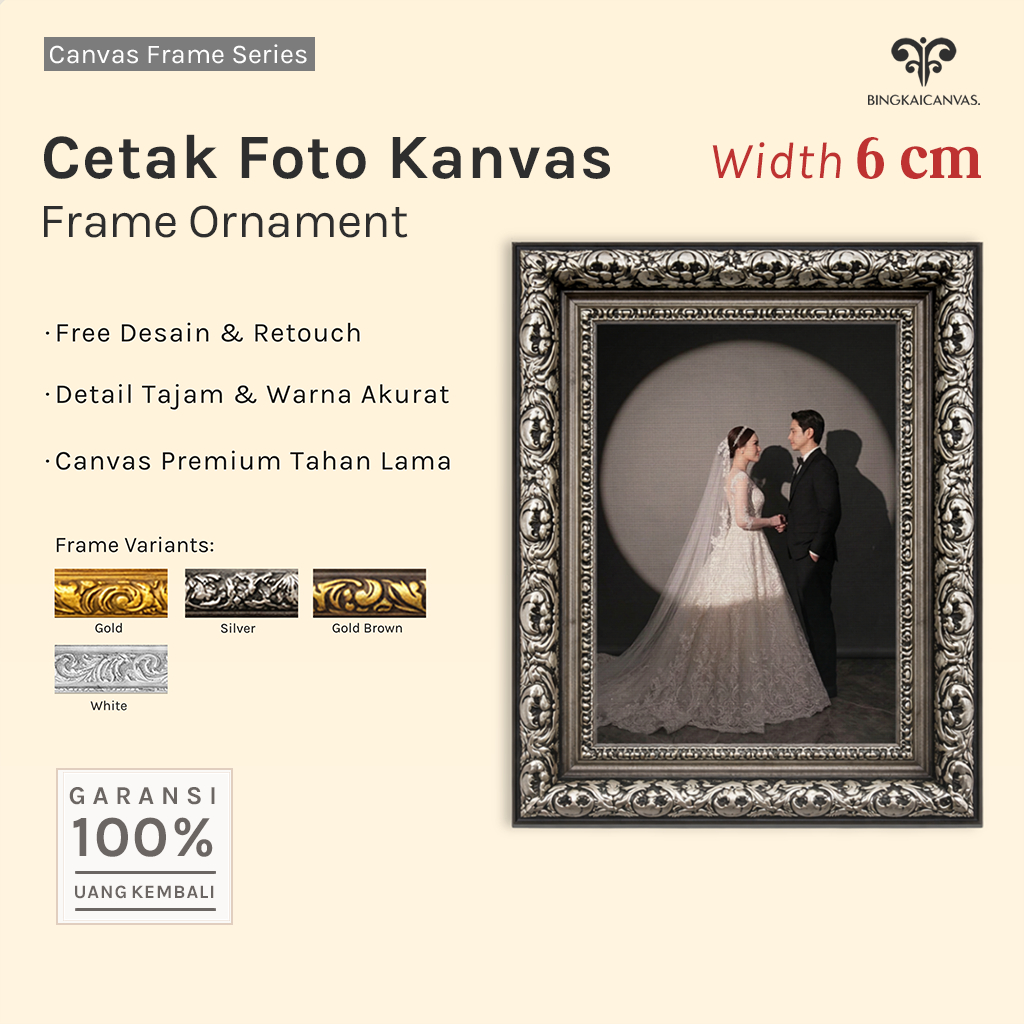 Cetak Foto Bingkai Kanvas 10r - 20r Frame Ornament 6cm Aestethic varian Ukuran