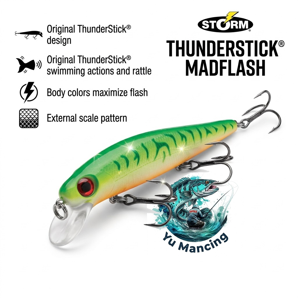Lure Storm Thunderstick Madflash Series Kode AJM 11cm 12gr - Umpan Casting Minnow