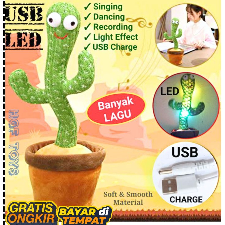 HGF Mainan Kaktus Bergoyang Dancing Cactus Boneka Kaktus Goyang dan Bicara Kaktus Joget Ngomong