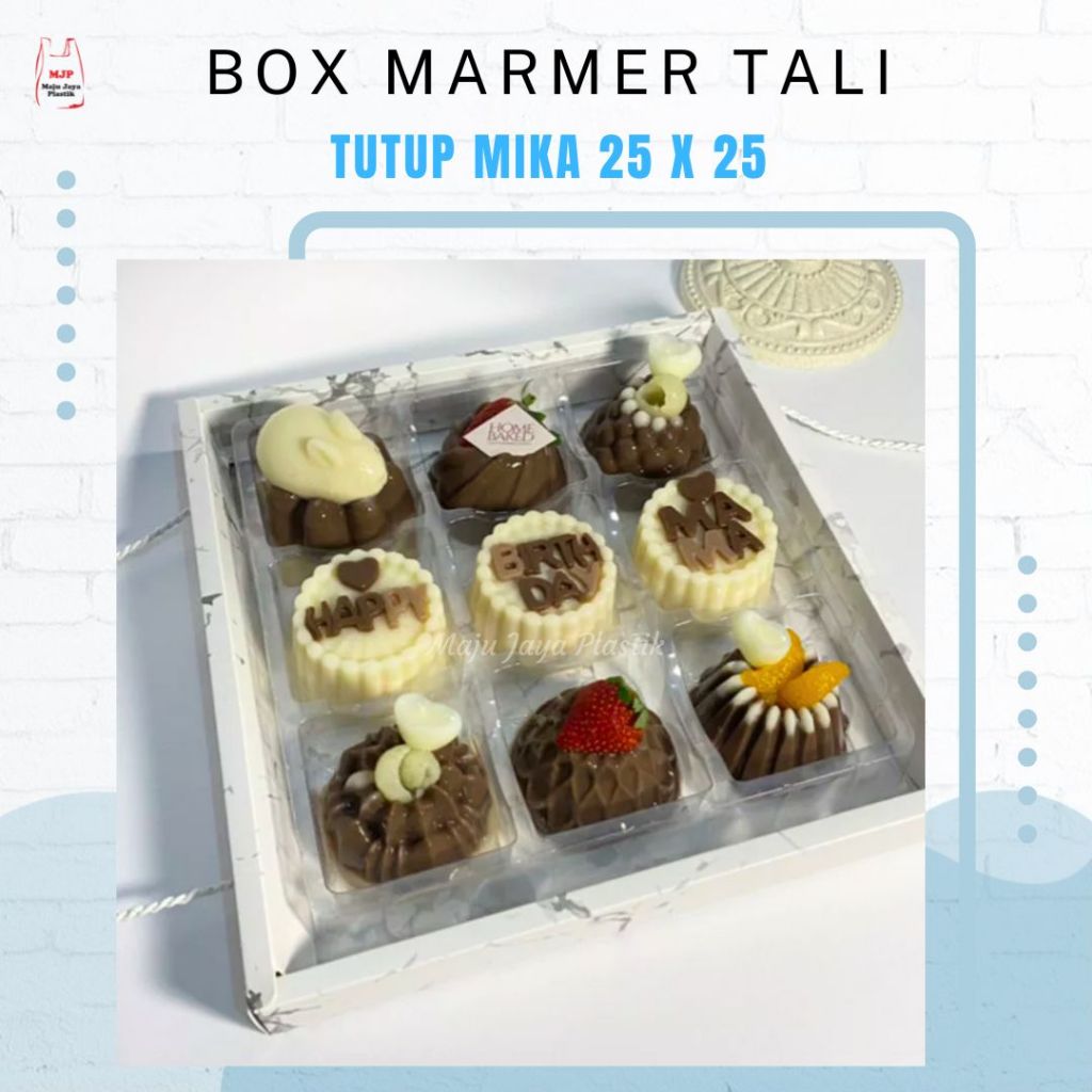 Kotak Mika Puding Mini 9 Slot 25x25x8 cm – Cake Box Hampers Lebaran Sekat Dessert puding & Mini Cake