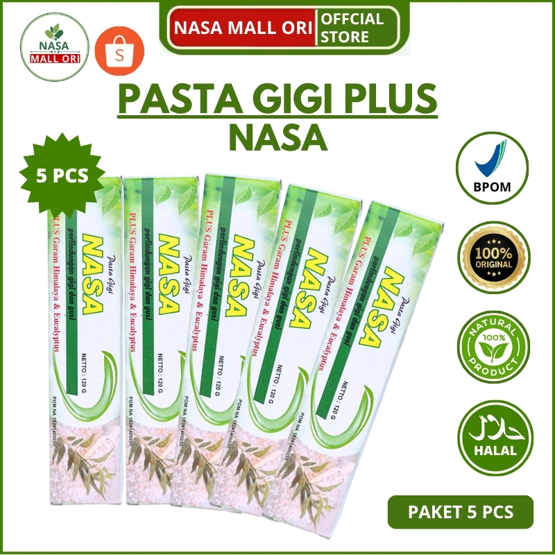 Original PGN Plus Pasta Gigi NASA Plus Garam Himalaya  Isi 5 Pcs Nafas Segar Gigi Putih BPOM