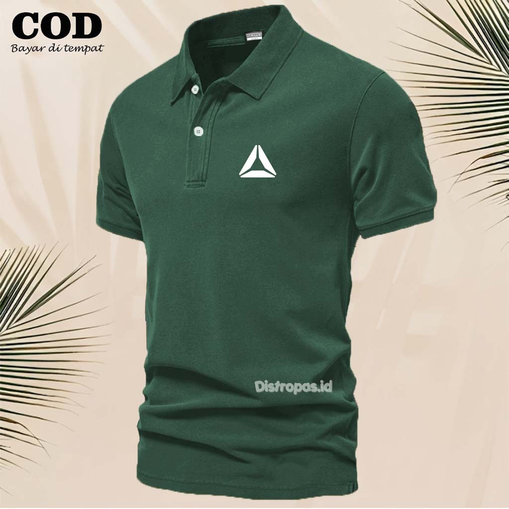 TSHIRT -kaos POLO Lengan pendek populer- Kaos POLO Logo Reebok Text Putih pria Keren-Polo shirt men-