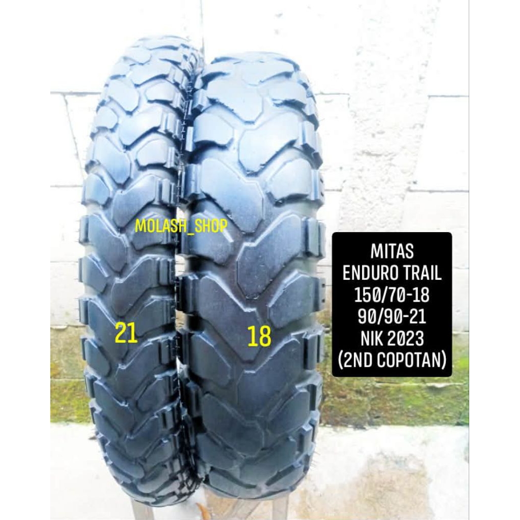 ban big block ring 18 dan ring 21 mitas enduro trail ukuran 150/70-18 dan ukuran 90/90-21 kondisi 2n
