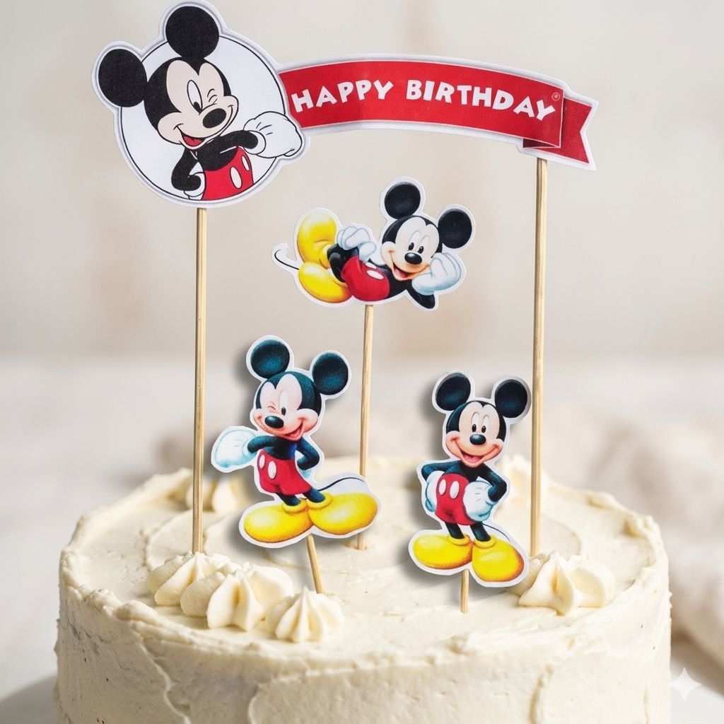 TOPPER CAKE CUSTOM ULANG TAHUN / HIASAN KUE MICKEY MOUSE
