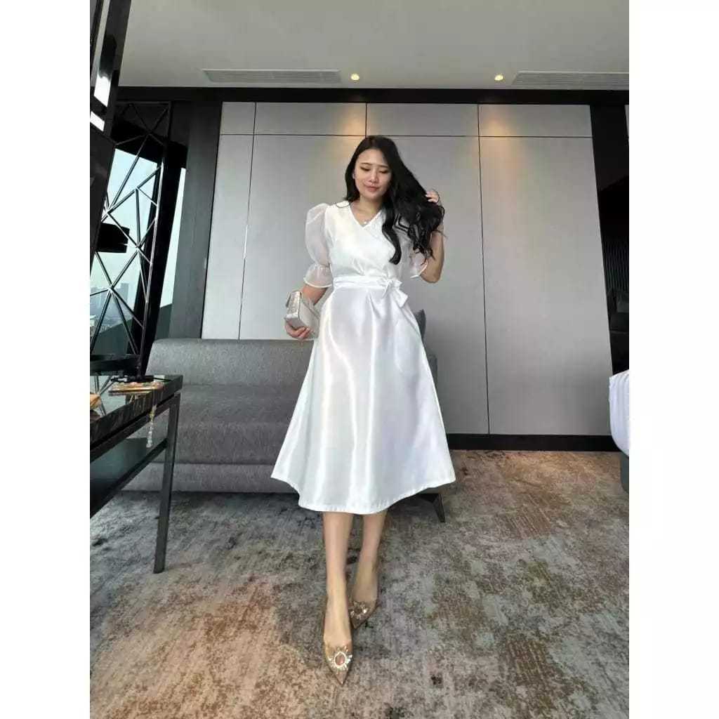 Dress Satin Bridal Premium Dress Pesta Natal Tahun Baru Dress JUMBO LD 130
