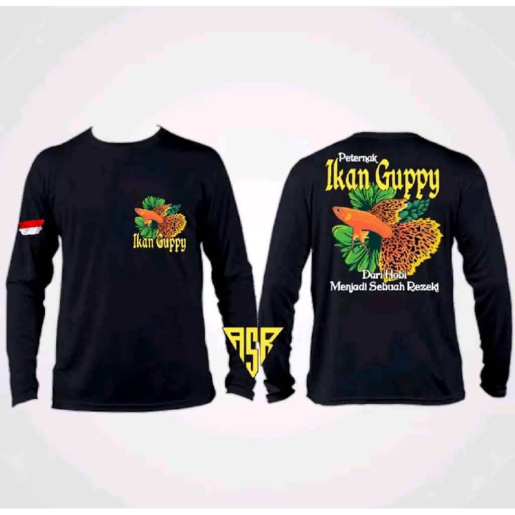 KAOS LENGAN PANJANG PETERNAK IKAN GUPPY  DARI HOBI MENJADI REZEKI MOTIF KUNING