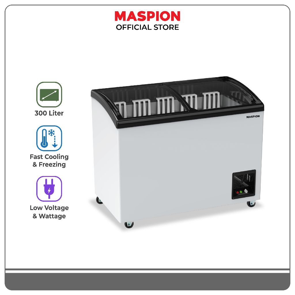MASPION Chest Freezer Box Sliding Kaca 300 Liter UFH-300CFK Quick Cooling