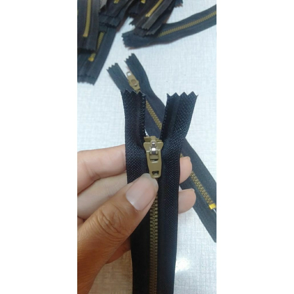 1 pcs Resleting Celana Jeans 6 Inch, Gigi vislon - Mudah Dipasang, Tahan Lama, Warna Hitam