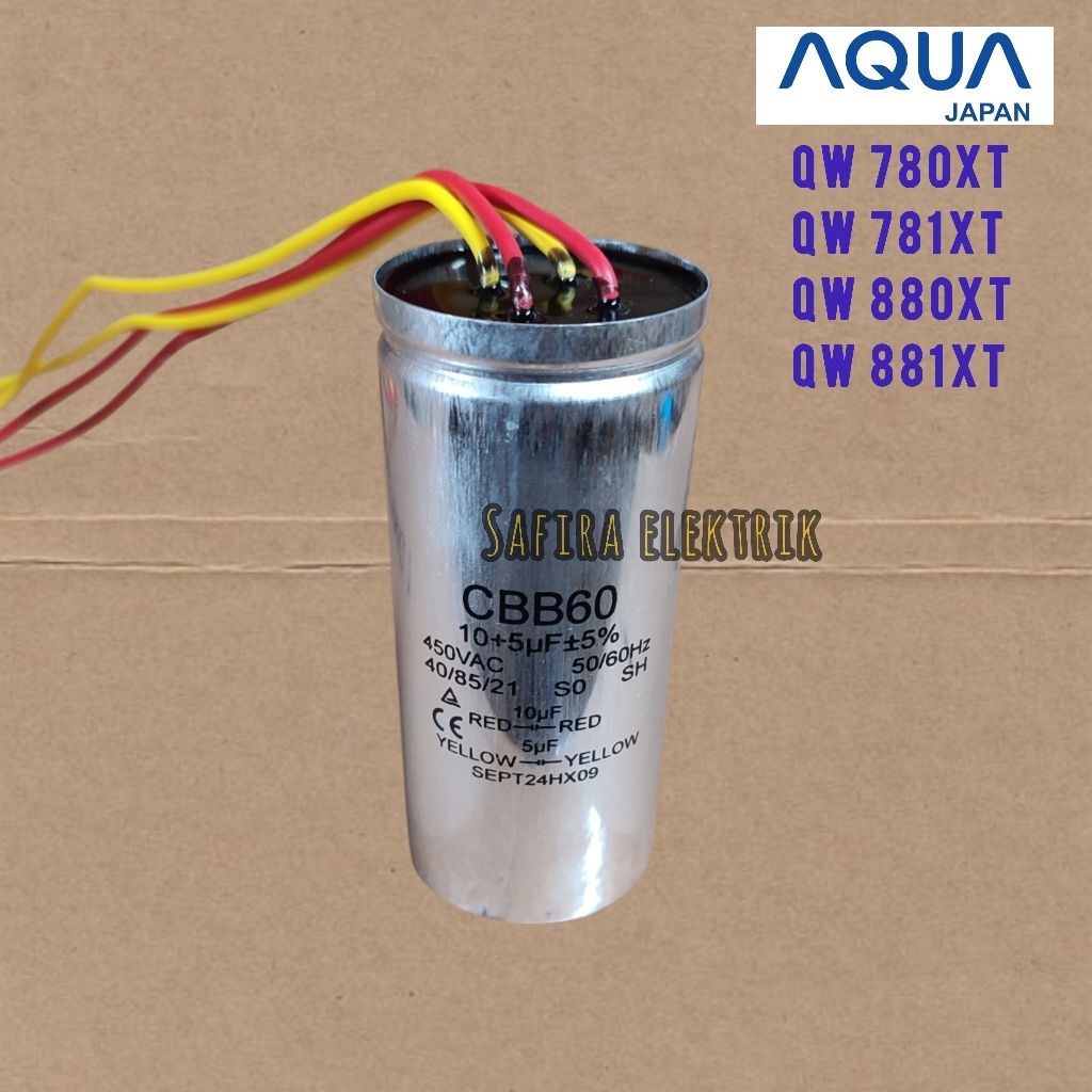 KAPASITOR AQUA 7 - 8 KG QW 780XT 781XT 880XT 881XT / CAPACITOR STARTER MESIN CUCI 2 TABUNG AQUA QW78