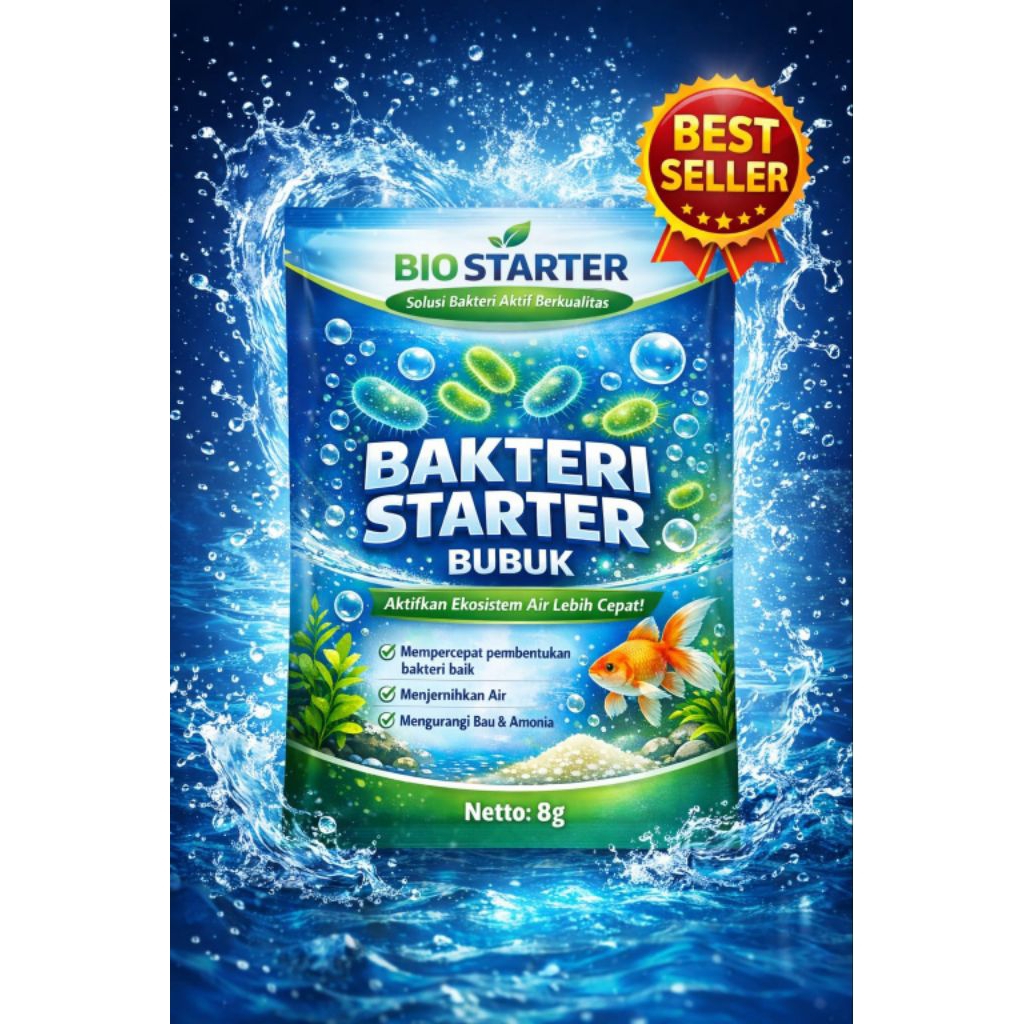 BIO STARTER Bakteri Starter Bubuk – Penjernih Air & Pengurai Limbah Aquarium / Kolam