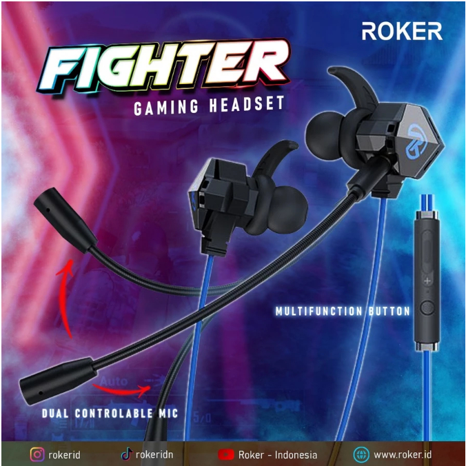 [Jejitales.id] Roker Earphone / Headset Gaming Roker FIGHTER