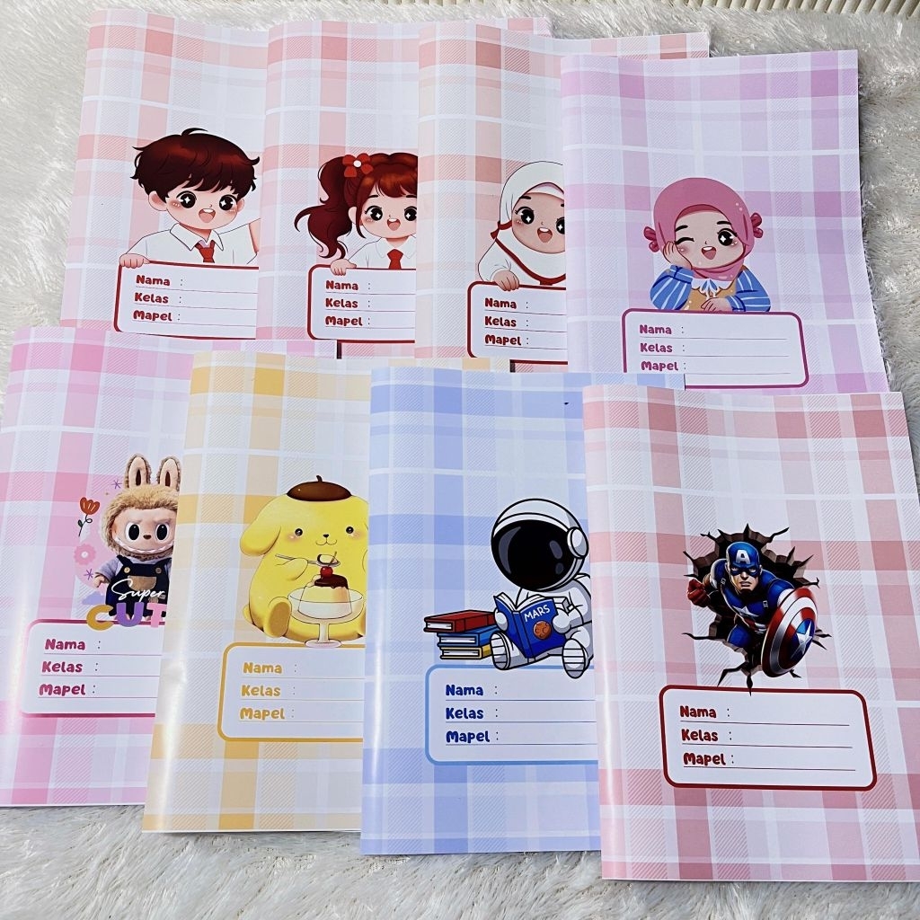(ISI 10) SAMPUL BUKU TULIS CUSTOM NAMA - SAMPUL BUKU TULIS KARAKTER