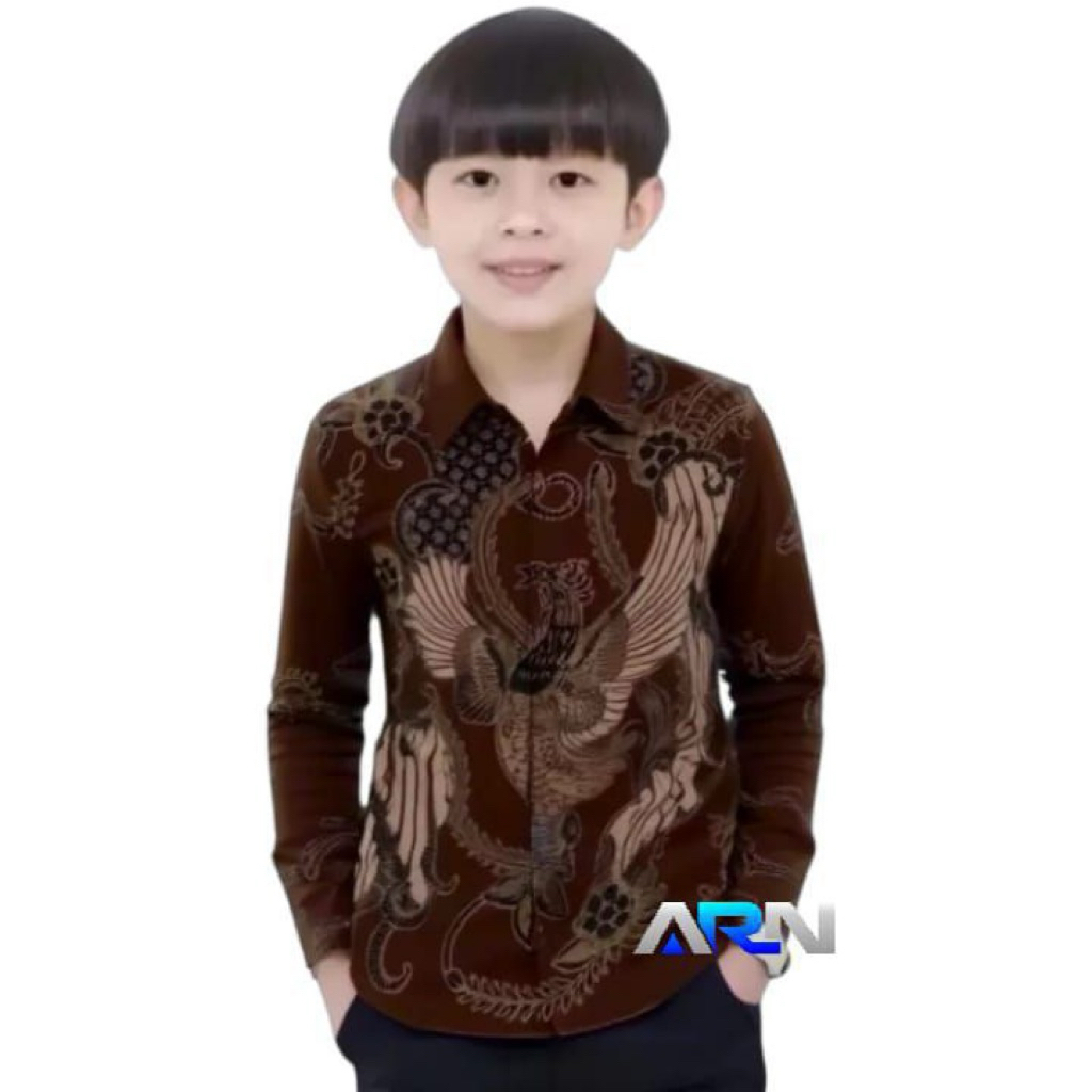 KEMEJA BATIK ANAK COWOK BAJU BATIK ANAK LENGAN PANJANG UMUR 2-13 TAHUN