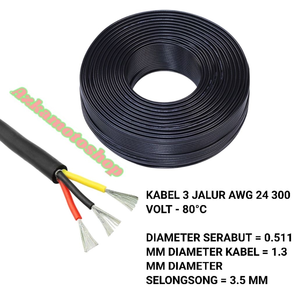 kabel 3 jalur awg 24 kabel isi 3 awg 24 tembaga putih