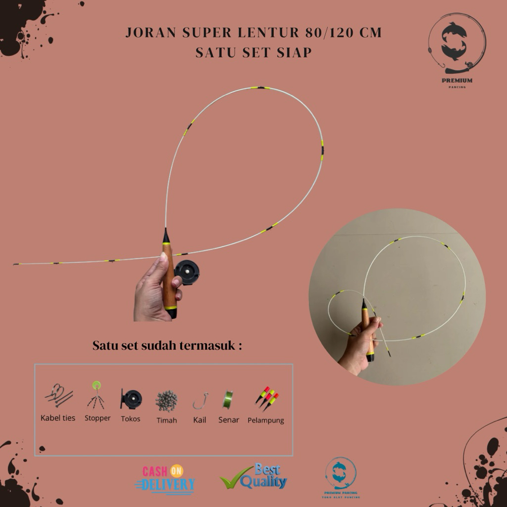 Joran super lentur fiber telkom satu set 100/120cm