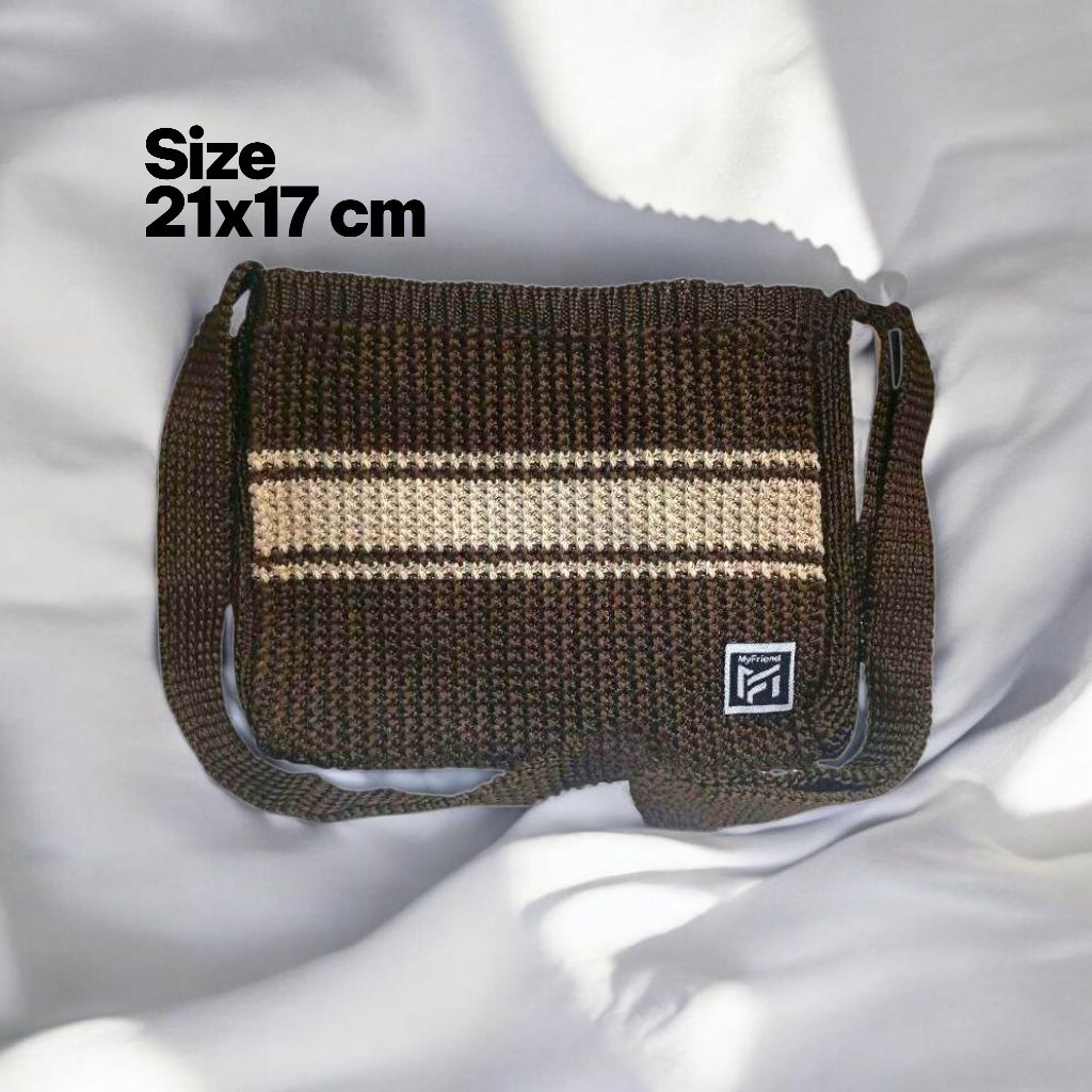 Tas selempang Rajut Wanita Resleting Strip