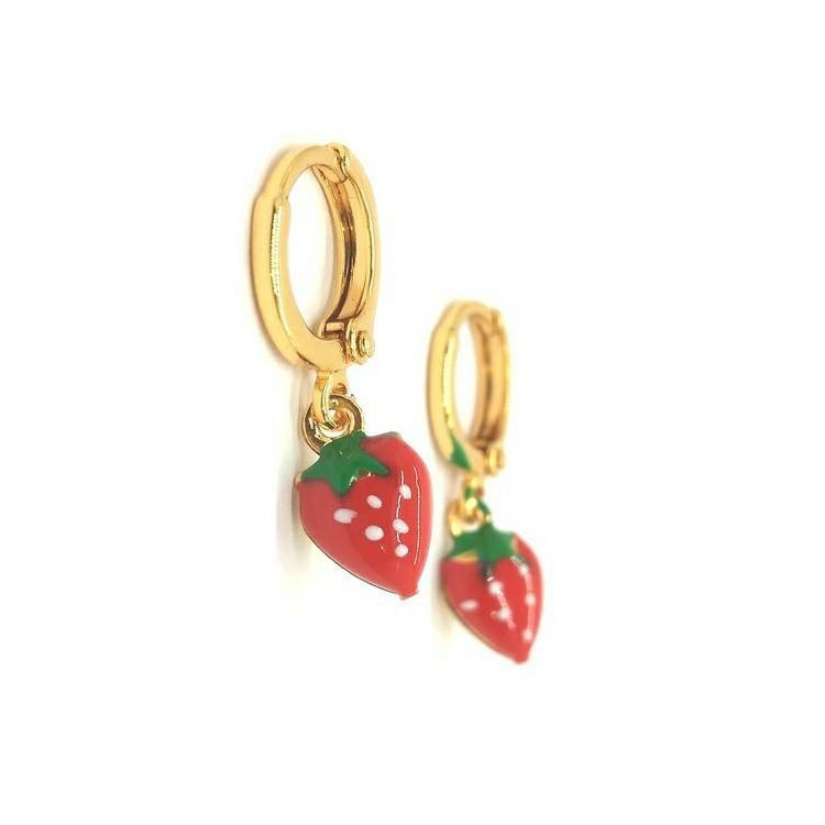 ANTING ANAK CLIP STRAWBERRY LAPIS EMAS