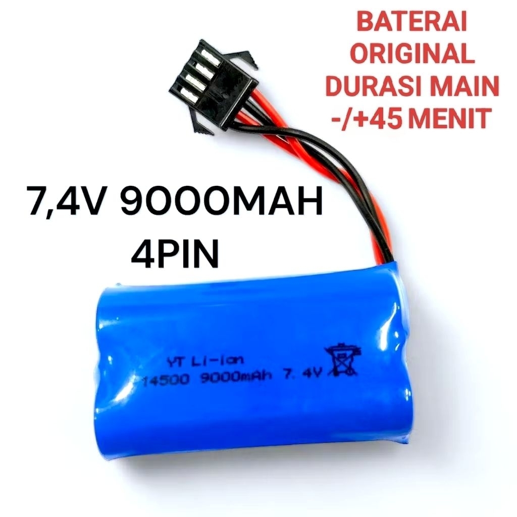 sparepart baterai cas 7,4v tipe 14500 9000mAh 4PIN Upgrade