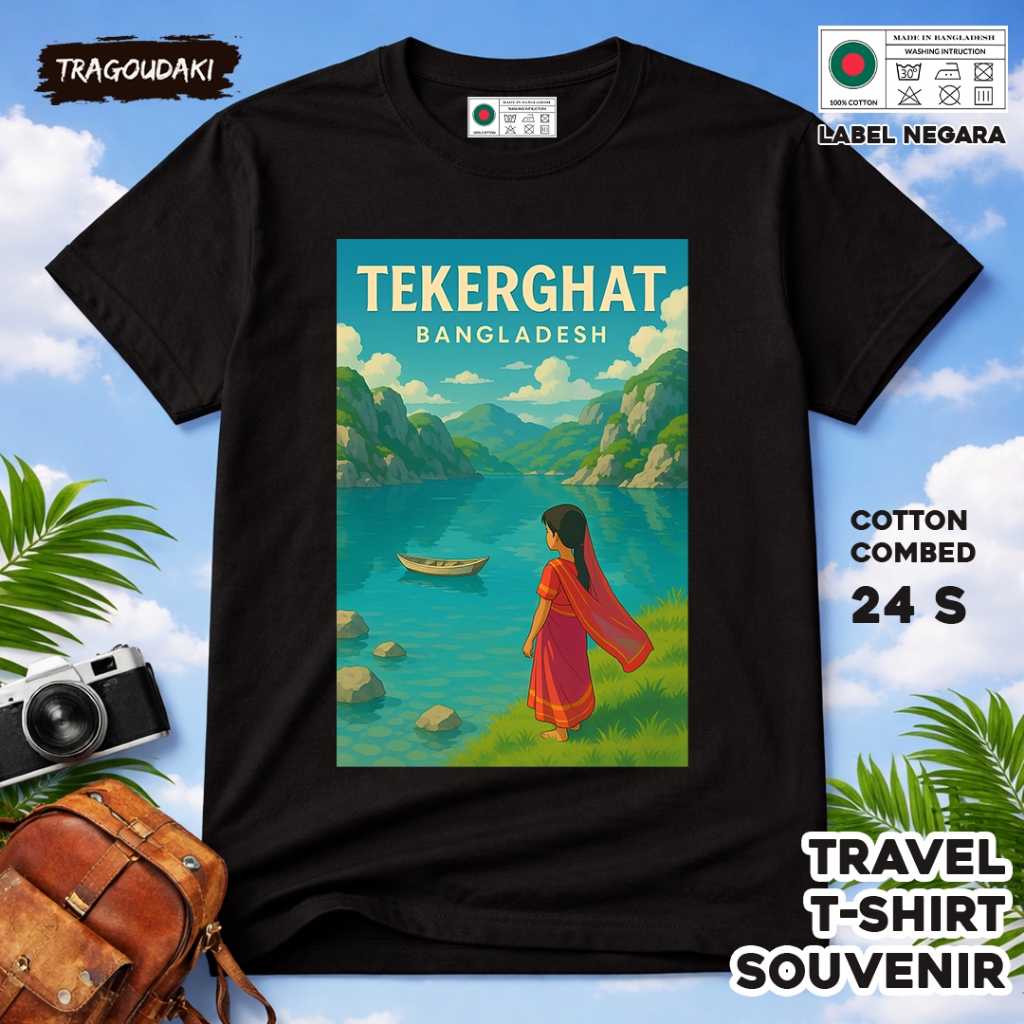 KAOS Oleh oleh BANGLADESH Baju Suvenir Tag BANGLADESH 3 bahan cotton combed 24s