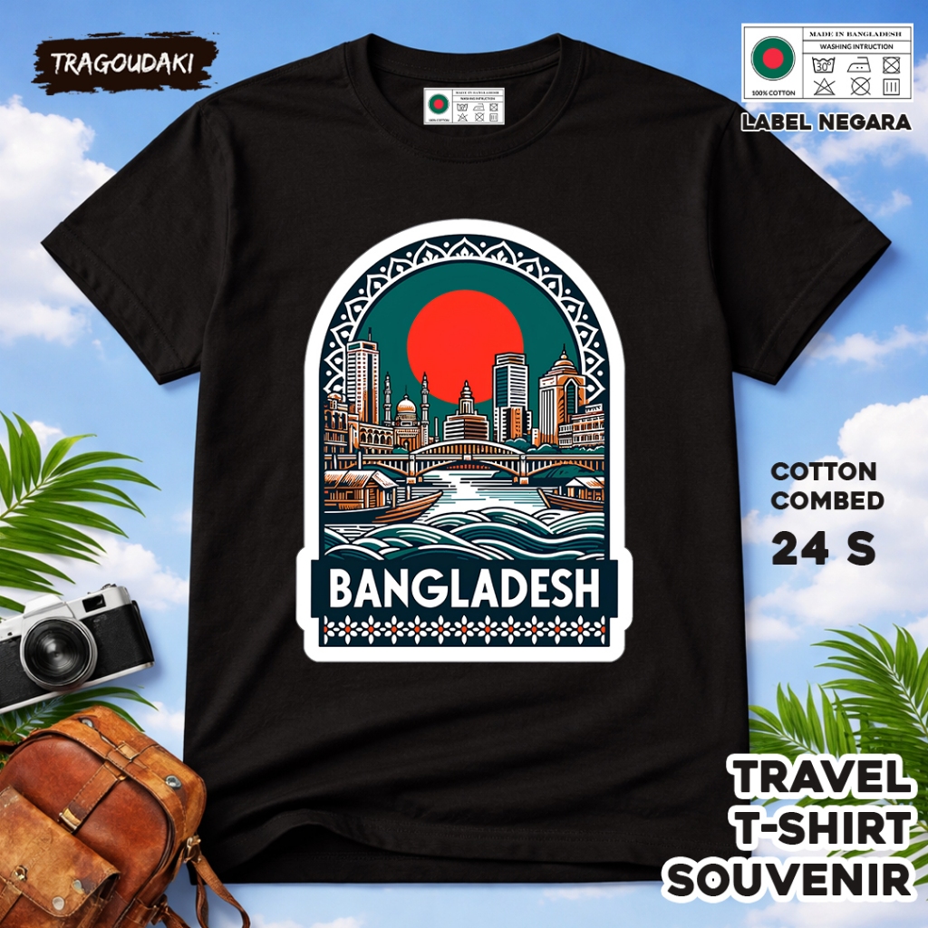 KAOS Oleh oleh BANGLADESH Baju Suvenir Tag BANGLADESH 5 bahan cotton combed 24s