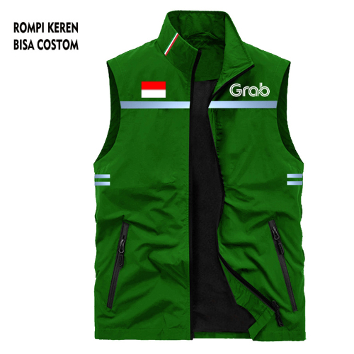Termurah !!! Rompi Hiking Outdoor Pria Grab Terbaru Premium Grabbike GrabFood Terbaru 2026 Ready Uku