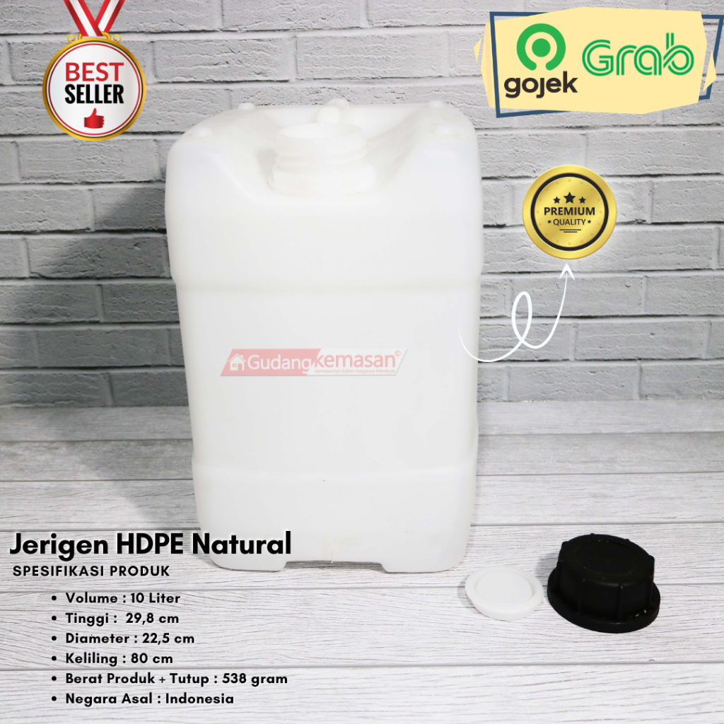 JERIGEN PLASTIK 10 LITER HDPE NATURAL PER 12PCS