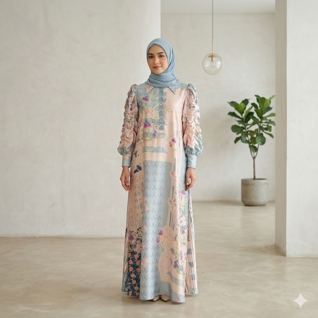 TNCO- Gamis set Hijab Silk Armani printing